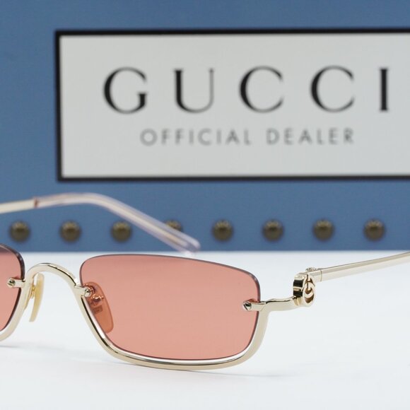 Gucci GG1278S 003 Rectangle Sunglasses - Gold\Red - Picture 4 of 10
